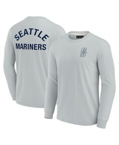 Мужская и женская серая супермягкая футболка Seattle Mariners с длинным рукавом Fanatics Signature