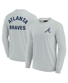 Мужская и женская серая супермягкая футболка с длинным рукавом Atlanta Braves Fanatics Signature