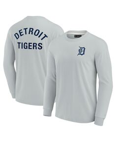 Мужская и женская серая супермягкая футболка с длинным рукавом Detroit Tigers Fanatics Signature