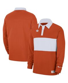 Мужская оранжевая рубашка-поло с длинным рукавом в полоску Clemson Tigers Nike