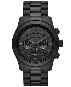 Часы-унисекс с подиумным хронографом, черные часы-браслет из нержавеющей стали, 45 мм Michael Kors