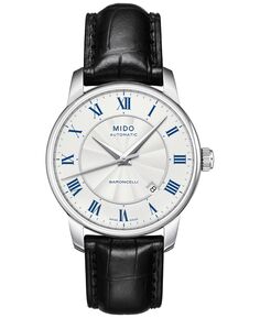 Мужские швейцарские автоматические часы Baroncelli с черным кожаным ремешком, 38 мм Mido