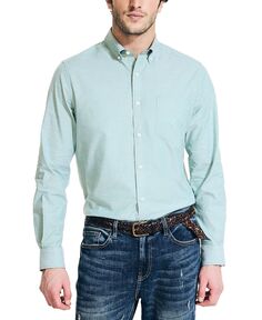 Мужская однотонная оксфордская рубашка классического кроя стрейч на пуговицах Nautica