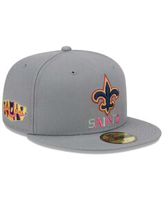 Мужская серая приталенная шляпа New Orleans Saints Color Pack 59FIFTY New Era