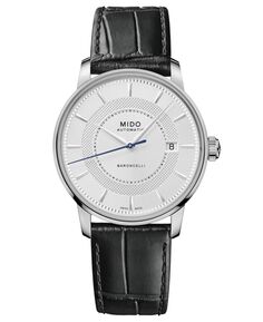 Мужские швейцарские автоматические часы Baroncelli Signature, черный кожаный ремешок 39 мм Mido