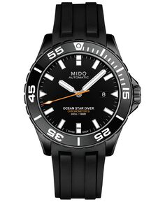 Мужские швейцарские автоматические часы-хронометр Ocean Star Diver 600 с черным каучуковым ремешком, 43,5 мм Mido