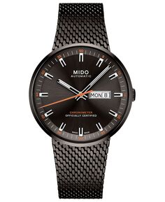 Мужские швейцарские автоматические часы Commander II Cosc с черным браслетом из нержавеющей стали с PVD-покрытием, 42 мм Mido