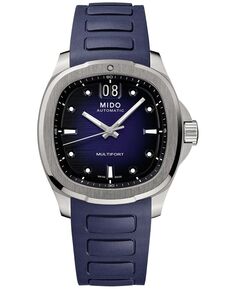 Мужские швейцарские автоматические часы Multifort с синим каучуковым ремешком, 41 мм Mido