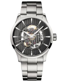 Мужские швейцарские автоматические часы Multifort Skeleton Vertigo с браслетом из нержавеющей стали, 42 мм Mido