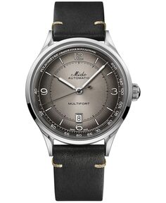 Мужские швейцарские автоматические часы Multifort Patrimony с пульсометром, черный кожаный ремешок, 40 мм Mido