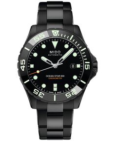 Мужские швейцарские автоматические часы Ocean Star 600 с хронометром и черным PVD-браслетом из нержавеющей стали, 44 мм Mido