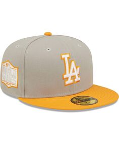 Мужская серая, оранжевая шляпа-комбинезон Los Angeles Dodgers 2020 World Series Cooperstown Collection 59FIFTY. New Era
