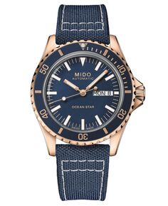 Мужские швейцарские автоматические часы Ocean Star Tribute с синим тканевым ремешком, 41 мм Mido