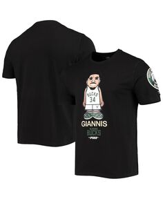 Мужская черная футболка с карикатурой «Милуоки Бакс» Giannis Antetokounmpo Pro Standard