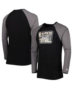 Мужская черная футболка с длинным рукавом Las Vegas Raiders Throwback реглан New Era