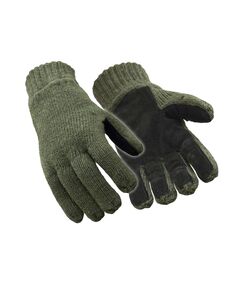 Утепленные шерстяные перчатки с флисовой подкладкой и кожаной ладонью RefrigiWear