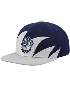 Мужская серо-темно-синяя шляпа Georgetown Hoyas Sharktooth Snapback Mitchell &amp; Ness