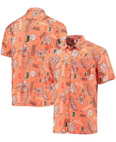Мужская оранжевая рубашка на пуговицах с цветочным принтом в винтажном стиле Miami Hurricanes Wes &amp; Willy
