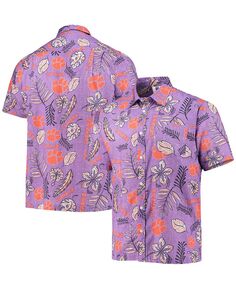 Мужская фиолетовая рубашка на пуговицах Clemson Tigers в винтажном стиле с цветочным принтом Wes &amp; Willy