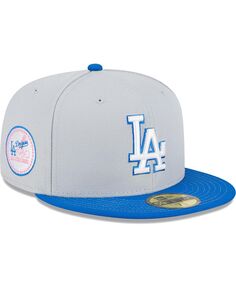 Мужская серо-синяя приталенная кепка Los Angeles Dodgers Dolphin 59FIFTY New Era