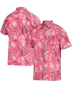Мужская малиновая рубашка на пуговицах с цветочным принтом Oklahomaooners в винтажном стиле Wes &amp; Willy