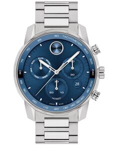 Мужские часы Bold Verso серебристого цвета с браслетом из нержавеющей стали, 44 мм Movado