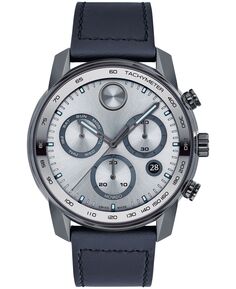 Мужские часы Bold Verso со швейцарским кварцевым хронографом и темно-синим ремешком из натуральной кожи, 44 мм Movado