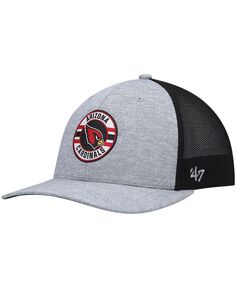 Мужская серо-черная мужская шляпа Arizona Cardinals Motivator Flex с принтом &apos;47 Brand