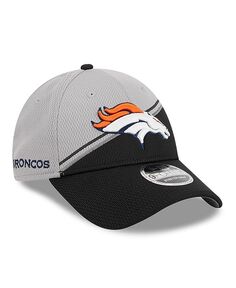 Мужская серо-черная регулируемая кепка Denver Broncos 2023 Sideline 9FORTY New Era