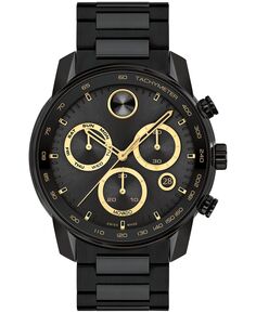 Мужские часы Bold Verso со швейцарским кварцевым хронографом и ионным покрытием, черный стальной браслет, часы 44 мм Movado