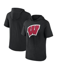 Мужская черная футболка с капюшоном и логотипом Wisconsin Badgers Primary Fanatics