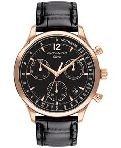 Мужские часы Heritage с черным ремешком из натуральной кожи, 43 мм Movado