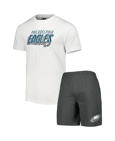 Мужской комплект для сна, темно-серый, белый, футболка Philadelphia Eagles Downfield и шорты Concepts Sport
