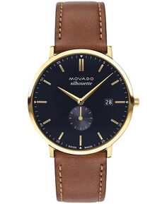Мужские часы Heritage с коричневым ремешком из натуральной кожи, 40 мм Movado