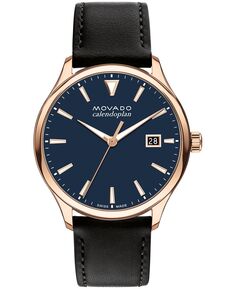 Мужские часы Heritage Calendoplan со швейцарским кварцевым черным ремешком из натуральной кожи, 40 мм Movado
