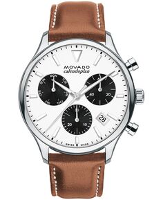 Мужские часы Heritage коньячно-коричневого цвета с ремешком из натуральной кожи, 43 мм Movado
