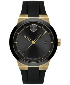 Мужские швейцарские часы с черным силиконовым ремешком, 42 мм Movado