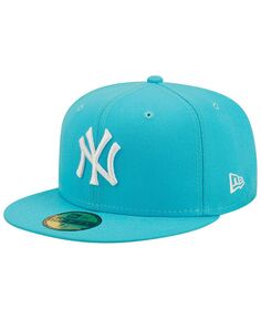 Мужская синяя приталенная шляпа с логотипом New York Yankees Vice Highlighter 59FIFTY New Era
