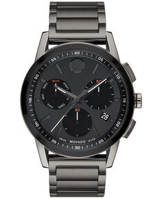 Мужские швейцарские часы с музейным хронографом и серым браслетом с PVD-покрытием, 43 мм Movado