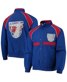 Мужская куртка из Нью-Джерси Nets синего цвета из твердой древесины Classics 75th Anniversary Authentic Warmup Jacket реглан с застежкой на пуговицы Mitchell &amp; Ness