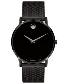 Мужские часы Swiss Museum с черным браслетом с сеткой PVD, 40 мм Movado