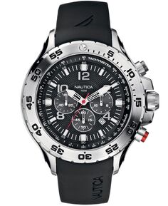 Мужские часы N14536G NST Chrono с черным полимерным ремешком Nautica