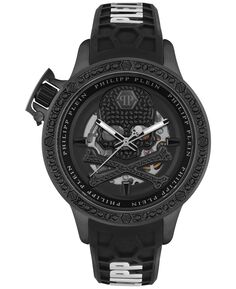 Мужские автоматические часы Plein Rich с черным силиконовым ремешком, 46 мм Philipp Plein