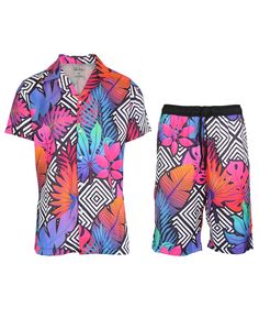 Мужская рубашка и шорты с тропическим принтом, комплект из 2 предметов Galaxy By Harvic