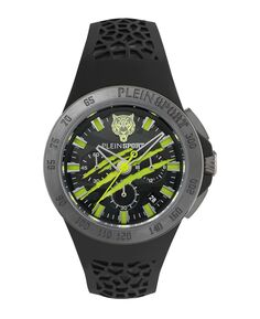 Мужские часы Thunderstorm Chrono с черным силиконовым ремешком, 43 мм Plein Sport