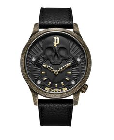 Мужские часы Jet Collection с черным ремешком из натуральной кожи, 44 мм Police