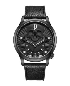 Мужские часы Jet Collection с черным ремешком из натуральной кожи, 44 мм Police