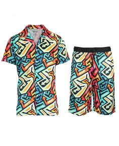 Мужская рубашка и шорты с тропическим принтом, комплект из 2 предметов Galaxy By Harvic