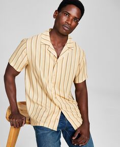 Мужская полосатая тканая рубашка с коротким рукавом camp, созданная для macy&apos;s And Now This