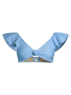 Бикини-топ Orelia с завязками и рукавами-крылышками Tanya Taylor, синий